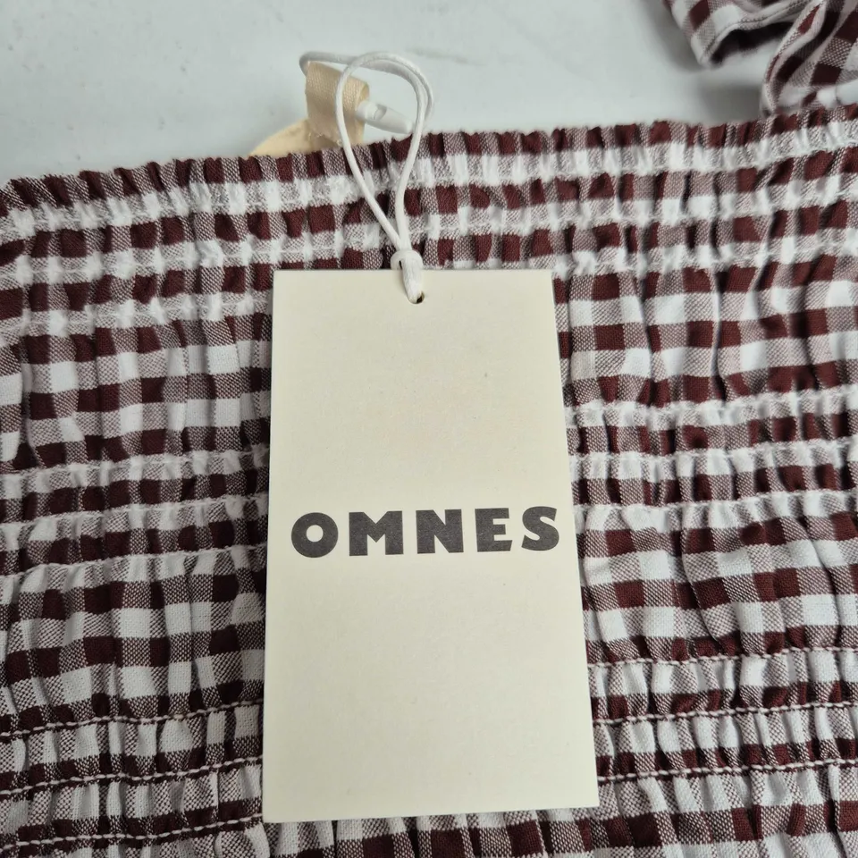 OMNES DIXIE DRESS – CHOCOLATE/CREAM GINGHAM – UK 16, 100% COTTON