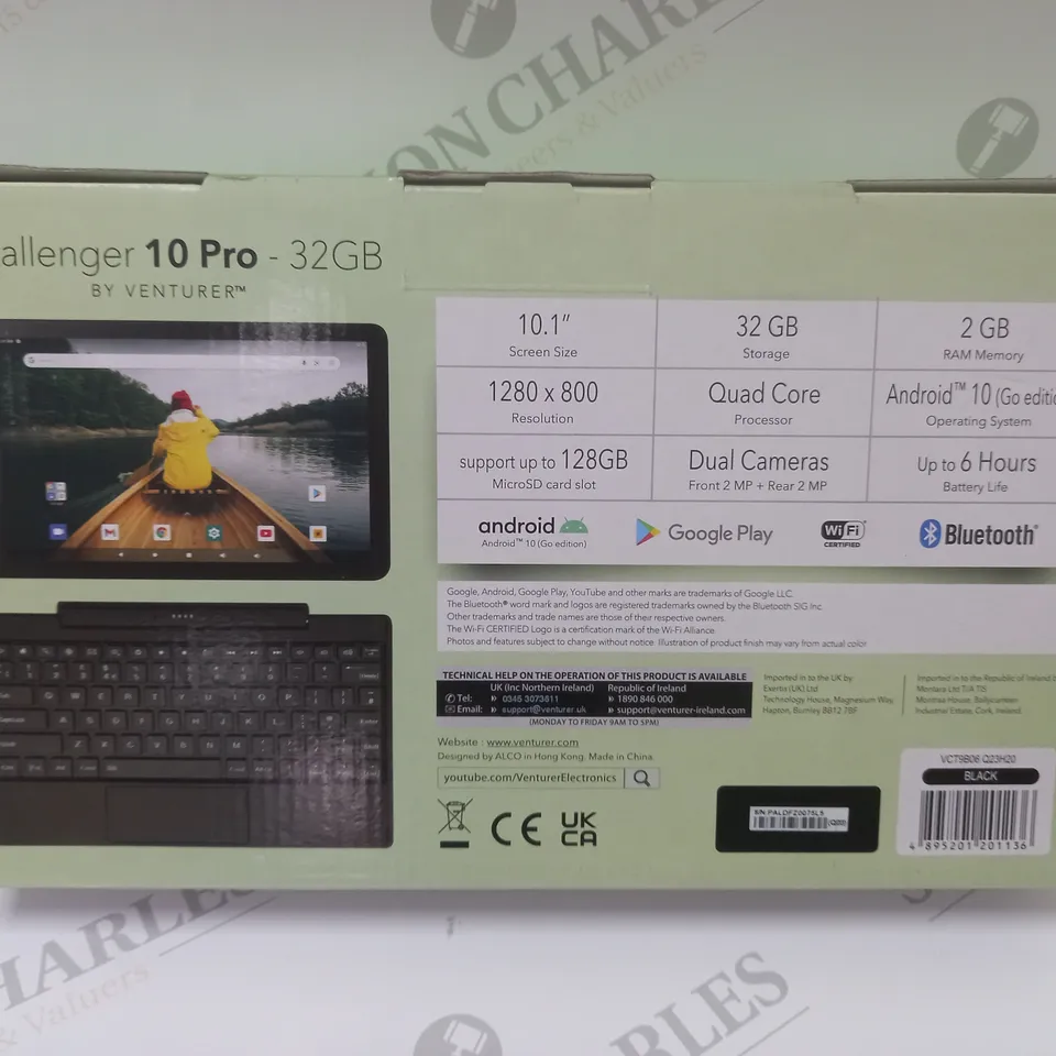 BRAND NEW BOXED VENTURER CHALLENGER 10 PRO 10.1" SCREEN ANDROID WIFI TABLET W/ KEYBOARD - BLACK