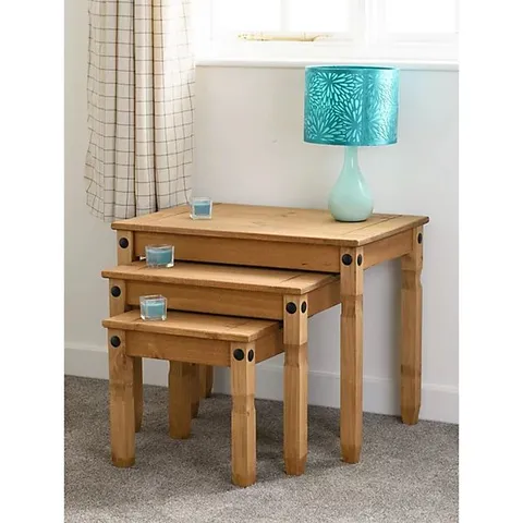 BOXED CORONA NEST OF TABLES - DISTRESSED WAXED PINE (1 BOX)