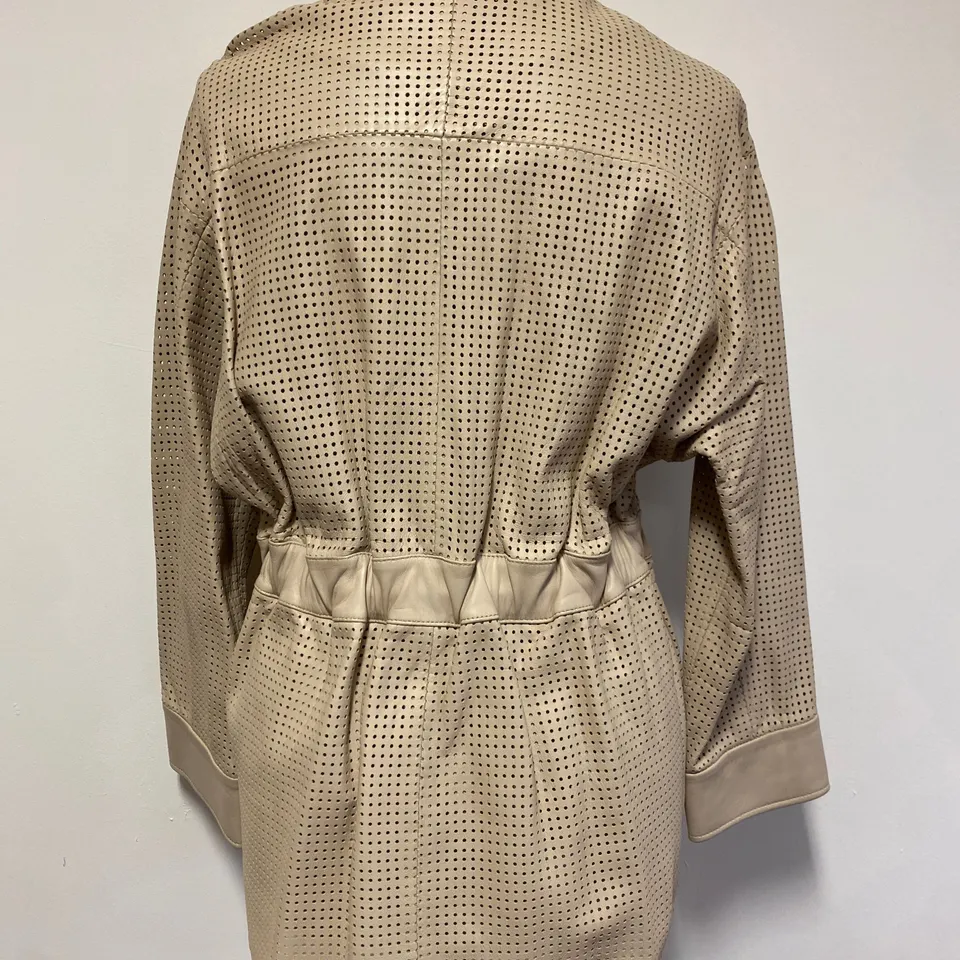 UTERQÜE PERFORATED BEIGE LEATHER LADIES JACKET SIZE M/28