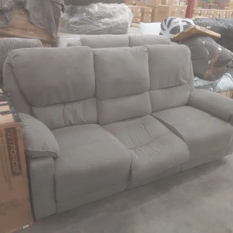 DESIGNER 3 SEATER GREY FABRIC UPHOLSTERED MANUAL RECLINER SOFA 