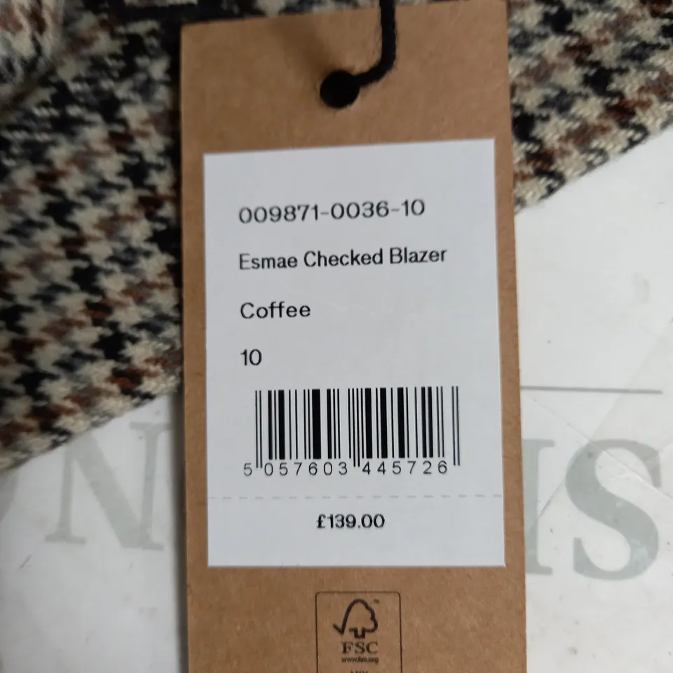 HUSH ESMAE CHECKED BLAZER SIZE 10