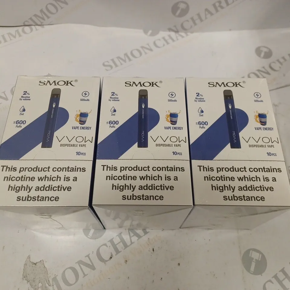 BOX OF 30 SMOK 2% VVOW VAPE ENERGY DISPOSABLE VAPES