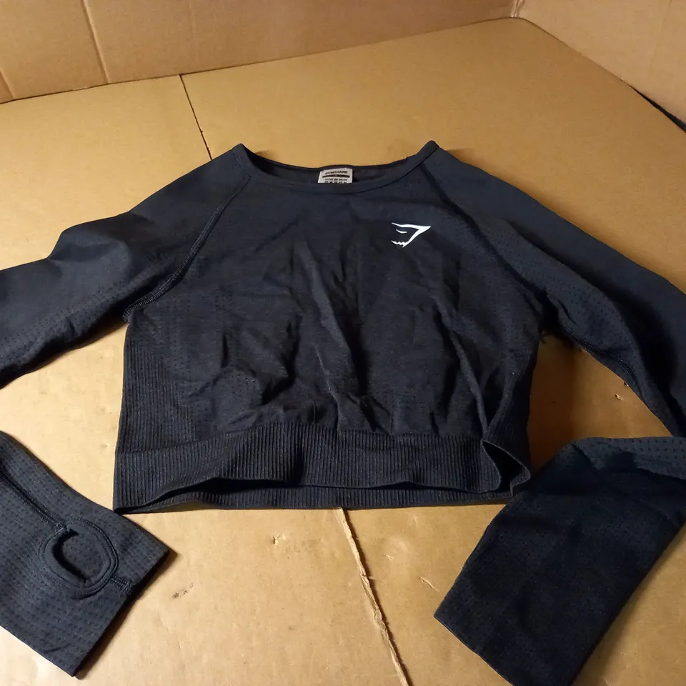 GYMSHARK BLACK WORKOUT TSHIRT - SIZE S