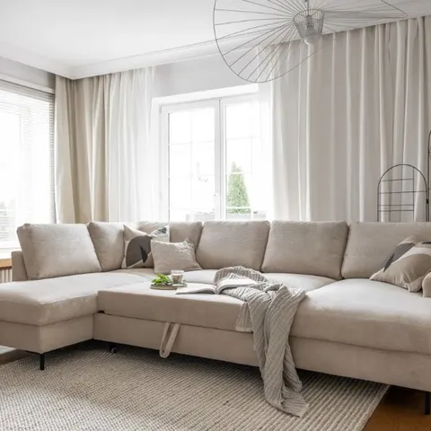 BAGGED LOFTY LILLY 8 SEATER CORNER SOFA BED - BEIGE