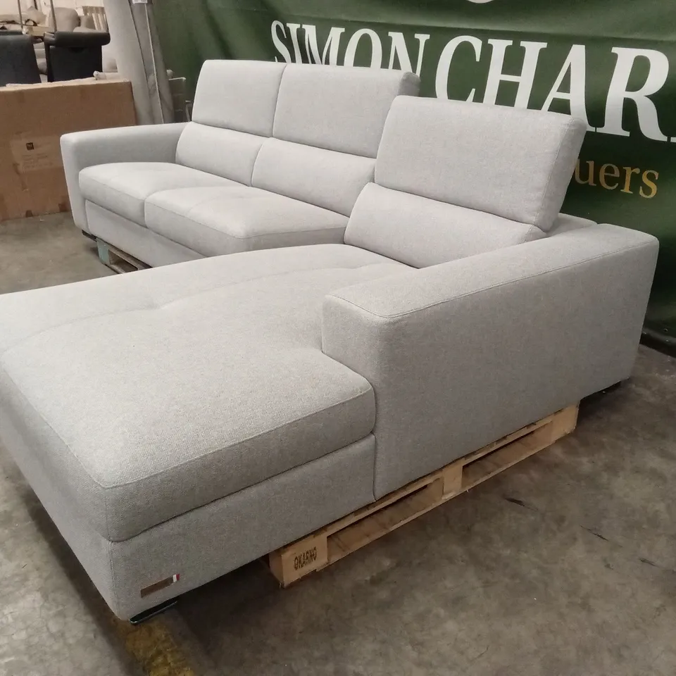 QUALITY DESIGNER 3 SEATER FABRIC UPHOLSTERED CHAISE SOFA