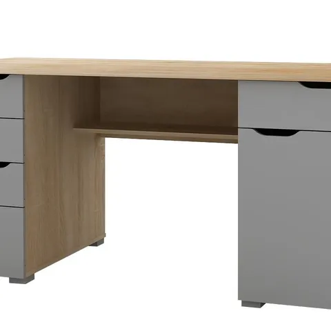 BOXED ALPHASON KENTUCKY DESK - LIGHT OAK EFFECT AND GREY (2 BOXES)