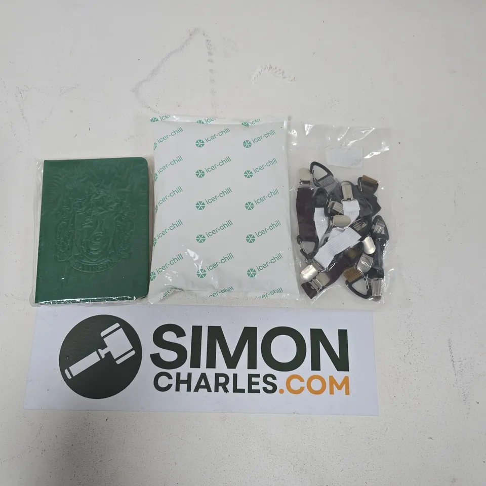 TOE OF ASSORTED HOUSEHILD ITEMS TO INCLUDE; CHILL PACK, SLYTHERIN DIARY, LANYARD CLIPS. 