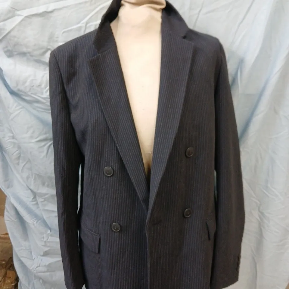UNIQLO NAVY PINSTRIPE DOUBLE-BREASTED BLAZER – SIZE S