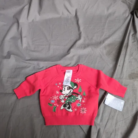 DISNEY BABY KNIT SWEATER – MICKEY MOUSE CHRISTMAS DESIGN, UK 3-6M