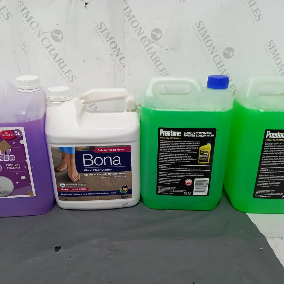 TOTE OF ASSORTED HOUSEHOLD GOODS TO INCLUDE CARPET CLEANER, WOOD FLOOR CLEANER, AND SUMMER SCREEN WASH - COLLECTION ONLY 
