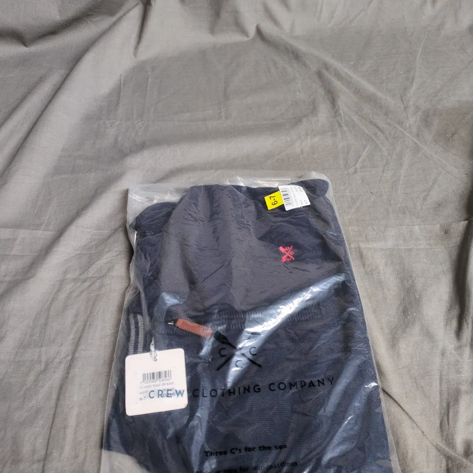 CREW CLOTHING NAVY CLASSIC HALF ZIP KNIT – KID'S, UK 6-7