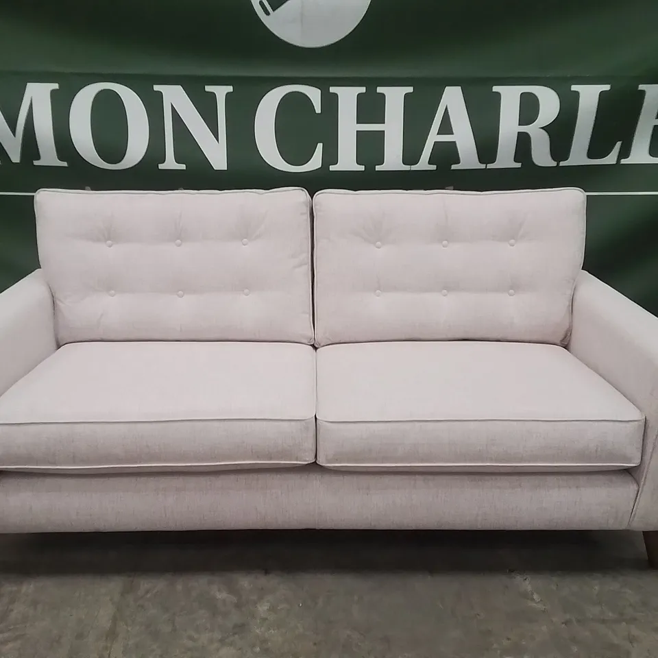 QUALITY DESIGNER EX SHOWROOM 3 SEATER FABRIC UPHOLSTERED SOFA