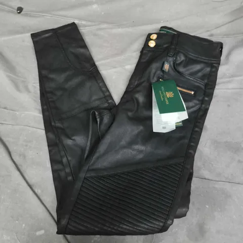 HOLLAND COOPER COATED BIKER JEANS IN BLACK - SIZE 10R