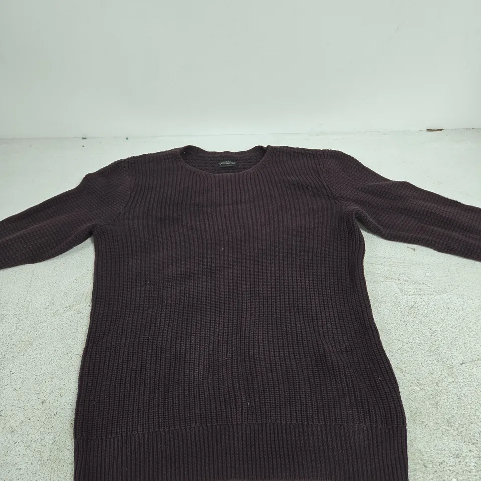 ALLSAINTS KNIT JUMPER – BURGUNDY, UK SIZE SMALL, MADE IN CHINA
