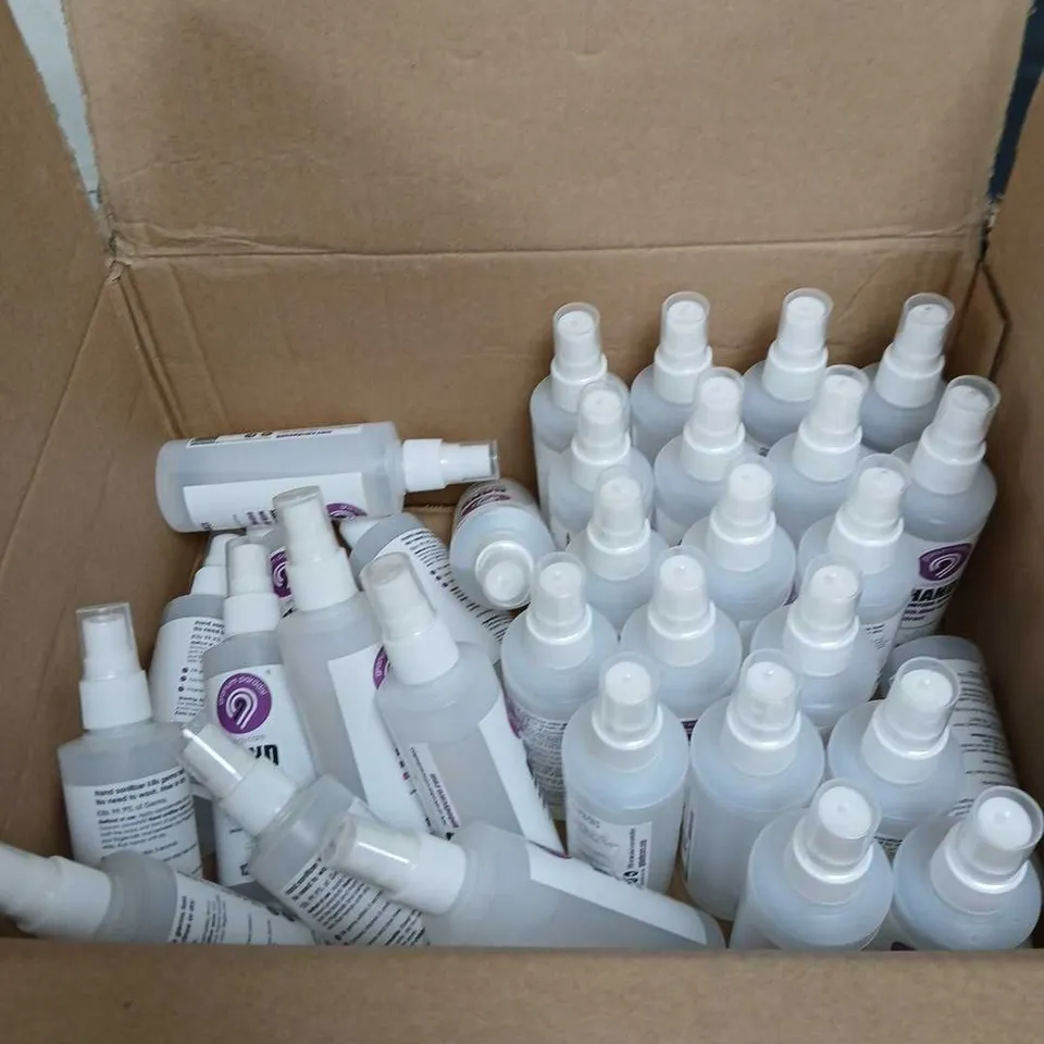 BOX OF APPROXIMATELY 90 BOTTLES OF HAND SANITIZER SPRAY - 120ML PER BOTTLE