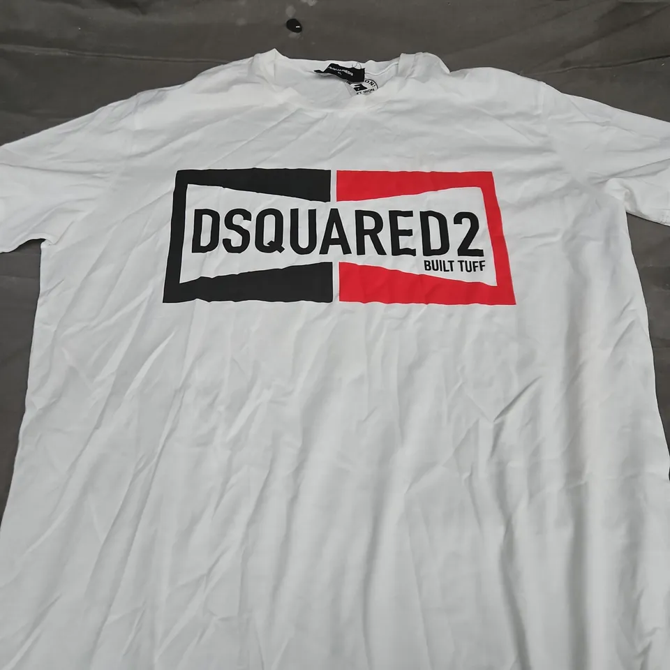 DSQUARED2 WHITE T-SHIRT – BUILT TUFF LOGO - SIZE XL