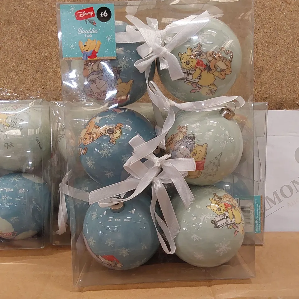 LOT OF APPROXIMATELY 8X 60PCS BRAND NEW BAUBLES SETS, 3X 6PCS BRAND NEW WINNIE THE POOH BAUBLES (3 ITEMS)