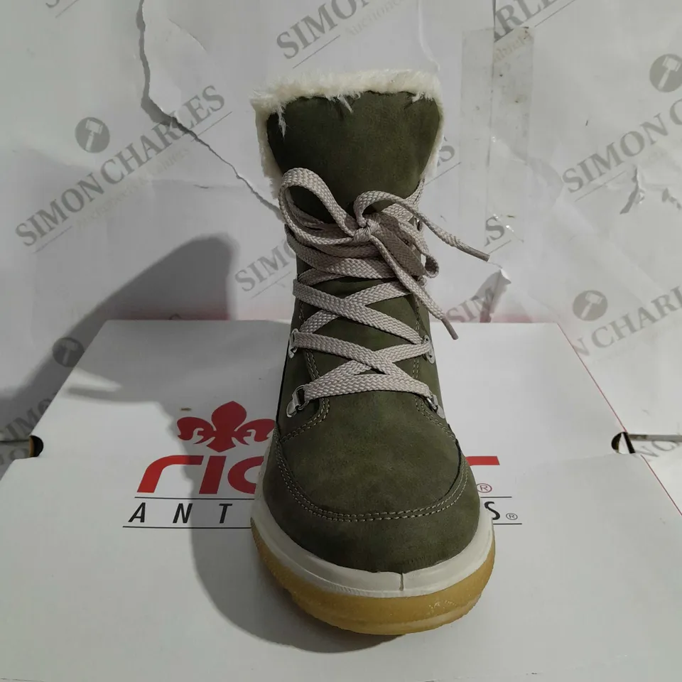 BOXED PAIR OF RIEKER ANTISTRESS HIKING BOOTS, KHAKI - SIZE 6