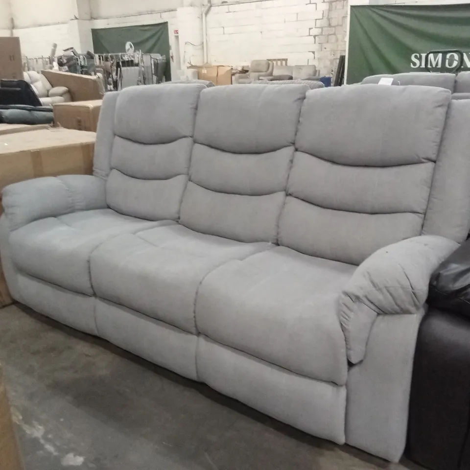 DESIGNER 3 SEATER GREY FABRIC MANUAL RECLINER SOFA
