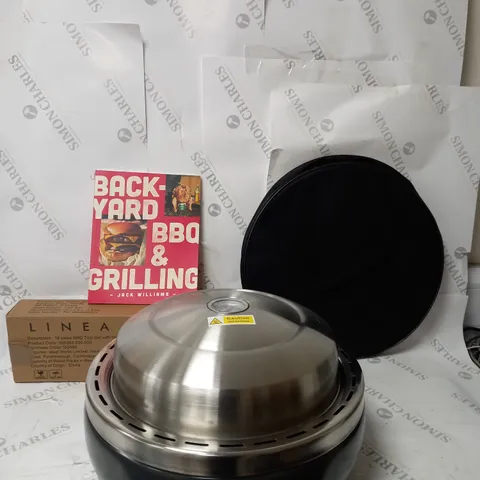 BOXED LINEA BBQ GRILL - GREY - WITH CARRY BAG & ACCESSORIES INCLUDING JACK WILLIAMS COOK BOOK