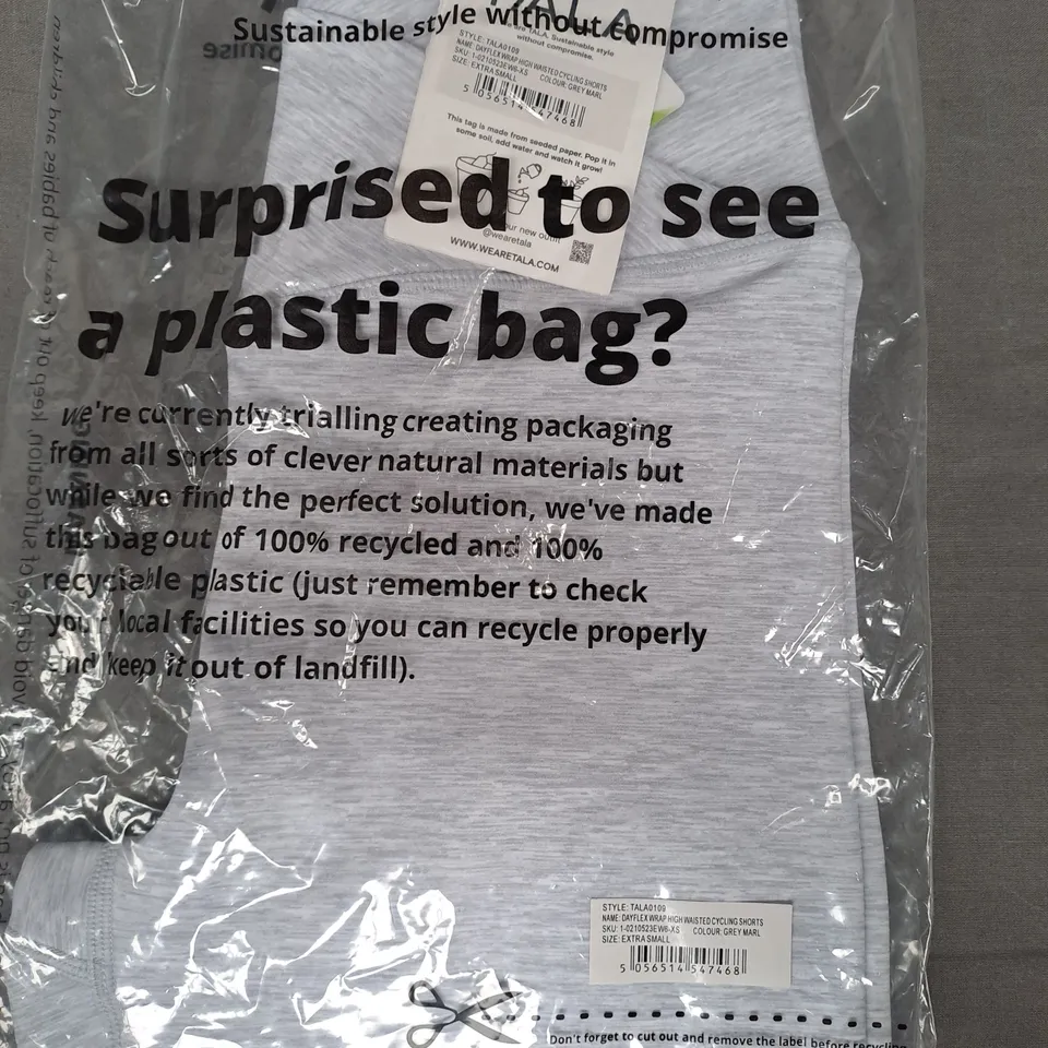 T/ALA DAYFLEX WRAP HIGH WAISTED CYCLING SHORTS IN GREY SIZE XS