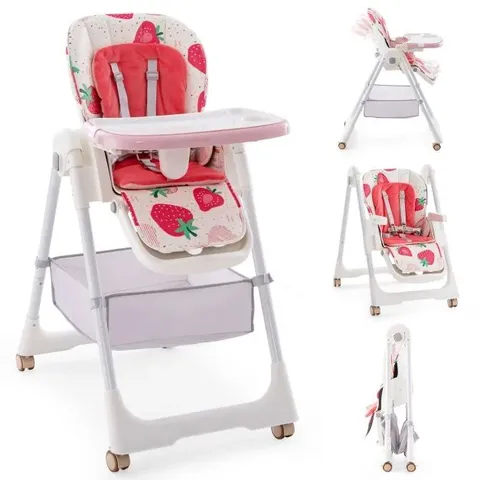 BOXED FOLDING CONVERTIBLE BABY HIGH CHAIR WITH RECLINING BACKREST 