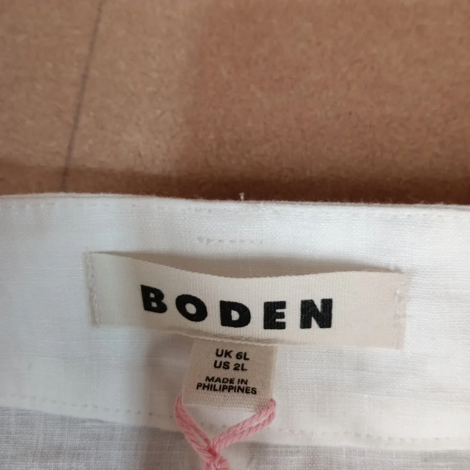 BODEN THOMASINA LINEN MIDI SKIRT – WHITE, UK 6L (US 2L)