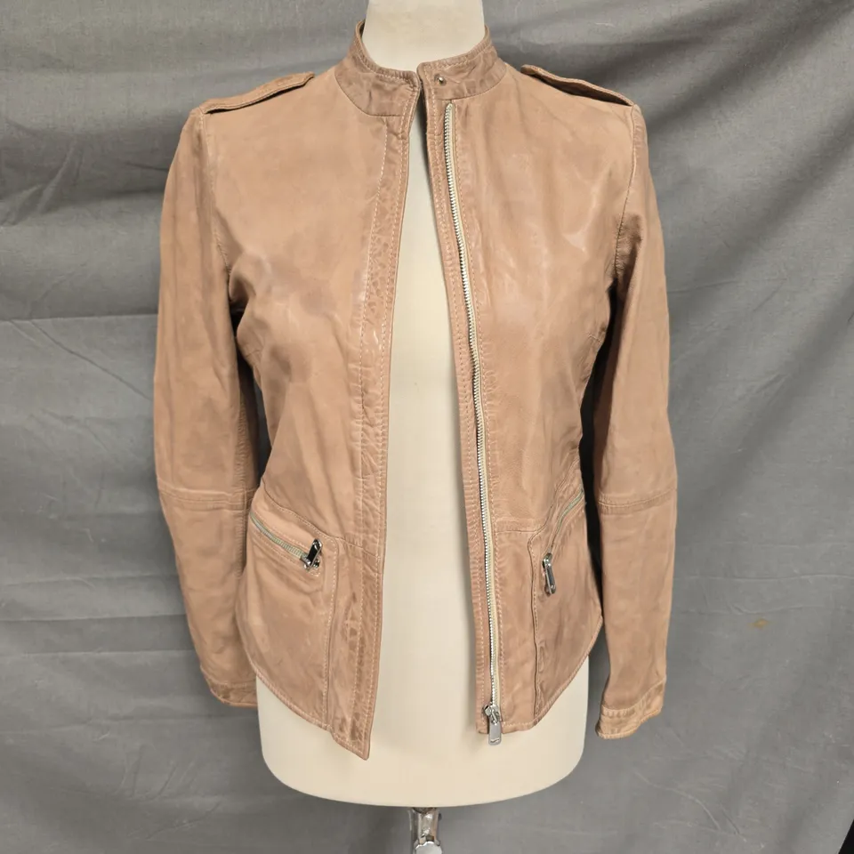 GAS LEATHER JACKET - BEIGE - SIZE 38