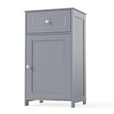 COSTWAY BATHROOM CABINET FLOOR ORGANIZER WITH SINGLE DOOR AND DRAWER-GREY