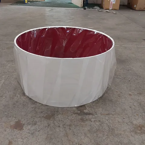 BOXED LARGE COTTON DRUM PENDANT SHADE - WHITE/RED (1 BOX)
