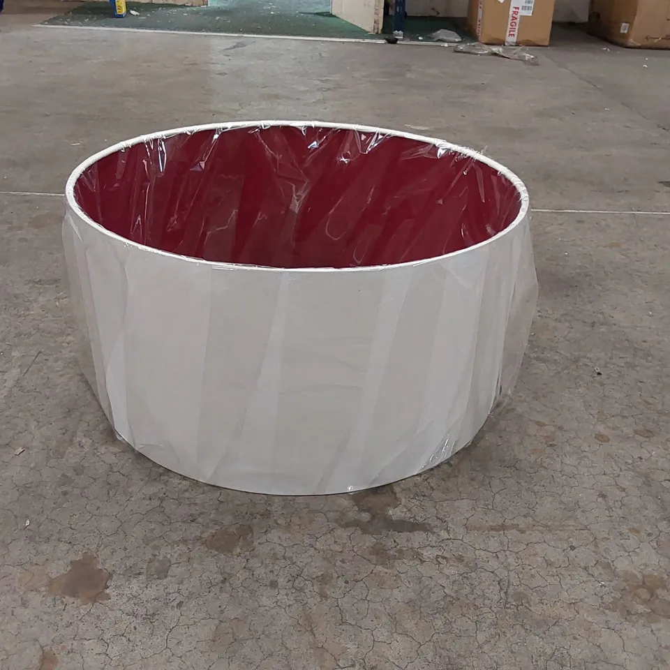 BOXED LARGE COTTON DRUM PENDANT SHADE - WHITE/RED (1 BOX)