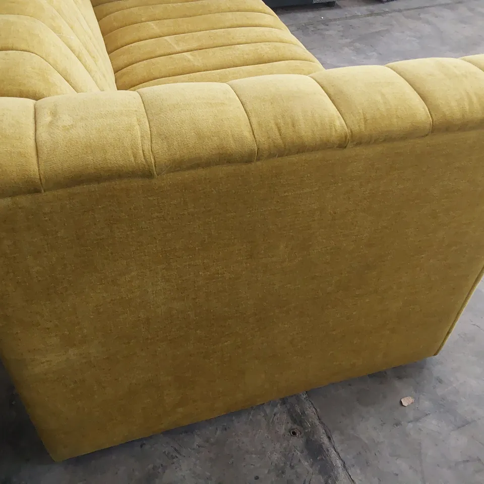 DESIGNER TWO SEATER RIBBED SOFA GOLD PLUS FABRIC