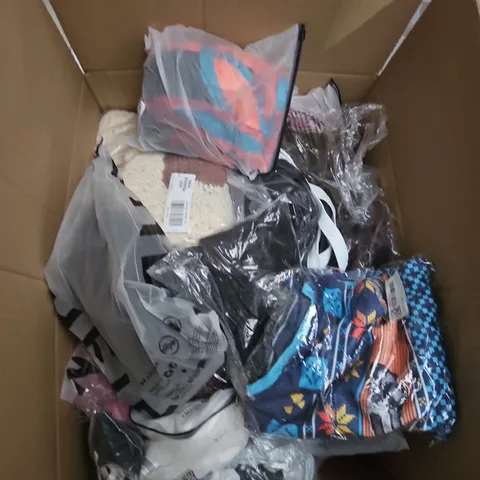 LARGE BOX OF APPROXIMATELY 25 ASSORTED CLOTHING ITEMS IN VARIOUS COLOURS, STYLES AND SIZES - COLLECTION ONLY