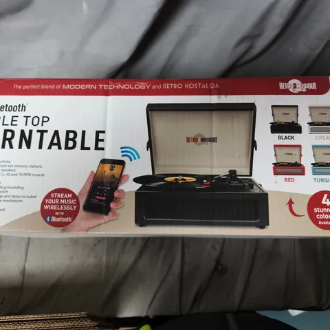 RETRO MUSIQUE BLUETOOTH TABLE TOP TURNTABLE – BOXED
