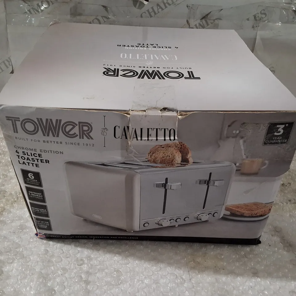 BOXED TOWER CAVALETTO CHROME 4-SLICE TOASTER