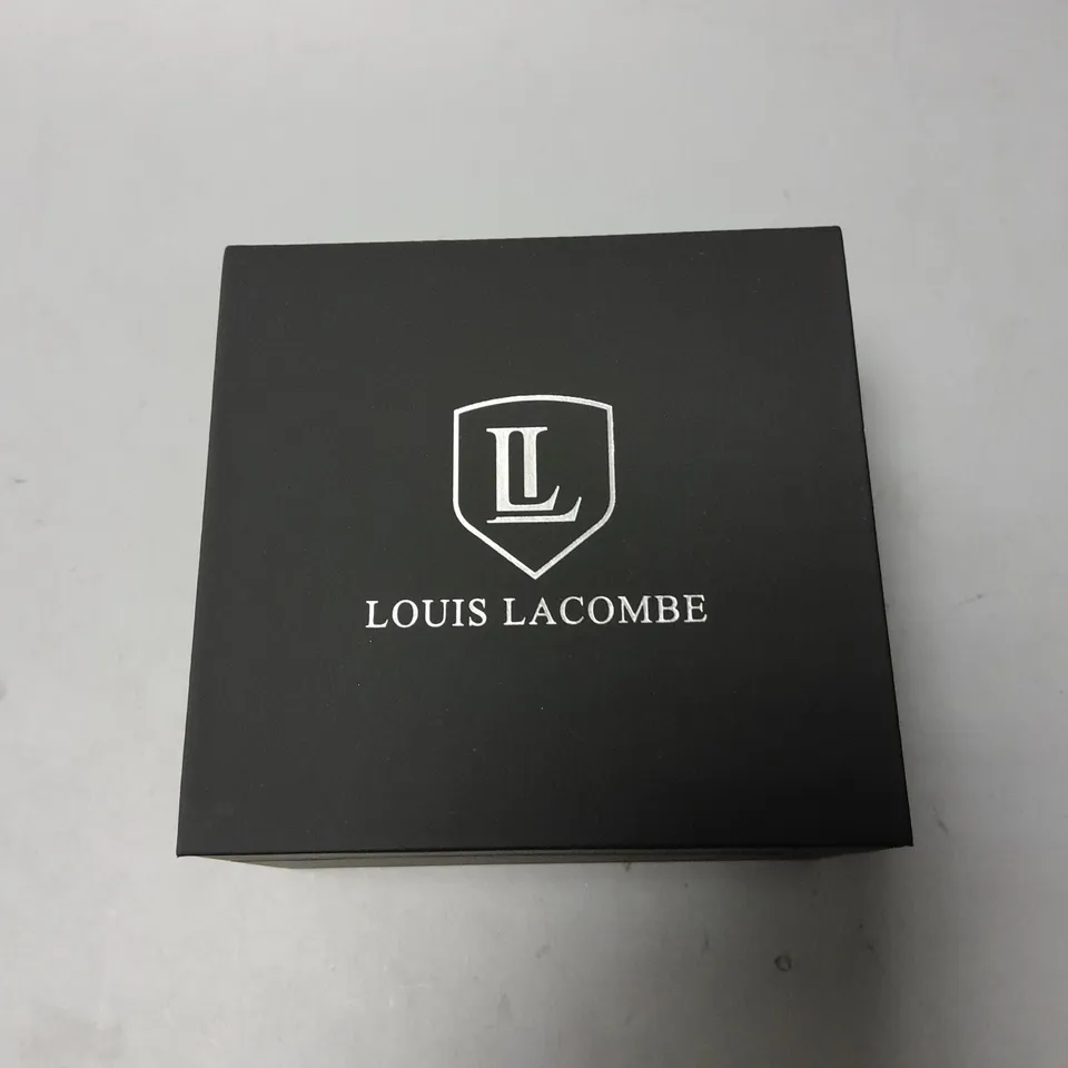 MENS LOUIS LACOMBE YELLOW DIAL CHRONGRAPH WATCH WITH 3 SUB DIALS AND STAINLESS STEEL CASE WITH YELLOW RUBBER STRAP IN GIFT BOX