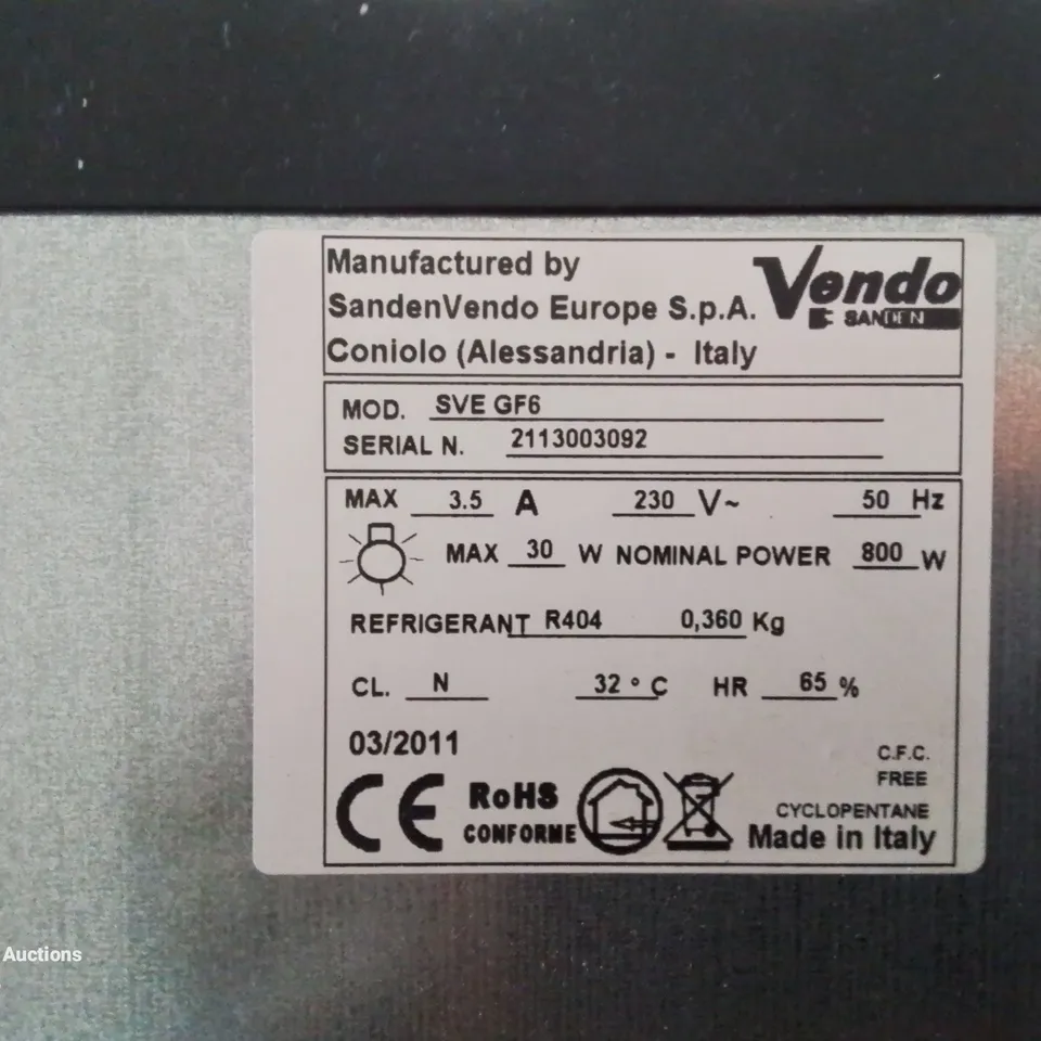 SANDENVENDO G SNACK DESIGN VENDING MACHINE MODEL SVE GSF