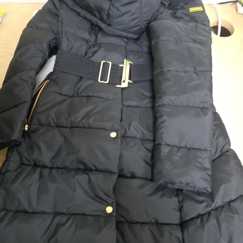 BARBOUR BLACK PADDED LONG COAT LINE QUILT - SIZE 10