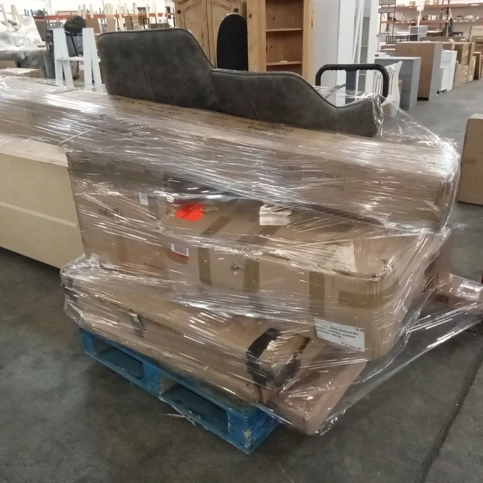PALLET OF ASSORTED INCOMPLETE FURNITURE PARTS AND PIECES 