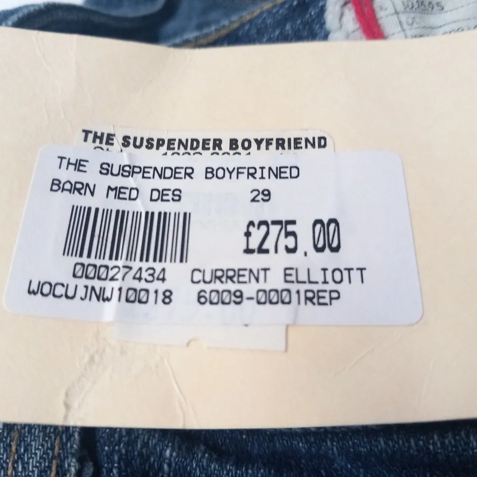 CURRENT/ELLIOT THE SUSPENDER BOYFRIEND BARN MED SIZE 29