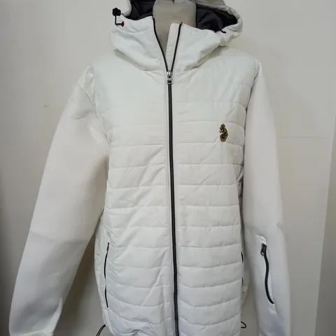 LUKE OF LONDON WHITE PUFFER COAT - SIZE XL