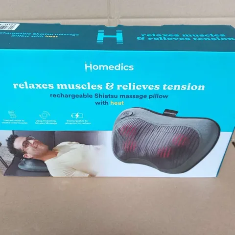 BOXED HOMEDICS RECHARGEABLE SHIATSU MASSAGE PILLOW WITH HEAT 