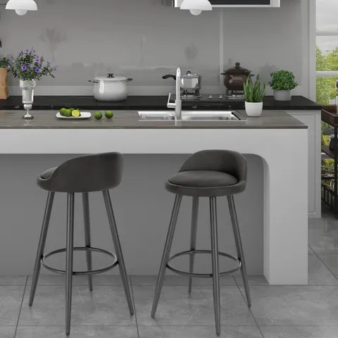 BOXED SET OF 2 ACKERON 70CM BAR STOOLS - ANTHRACITE (1 BOX)