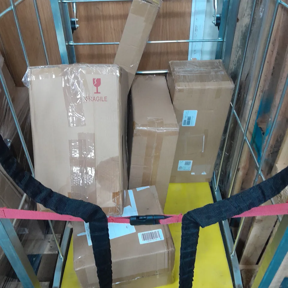 APPROXIMATELY 9 HOUSEHOLD ITEMS TO INCLUDE PLANT SUPPORTS, AIR COMPRESSOR AND STRING LIGHTS