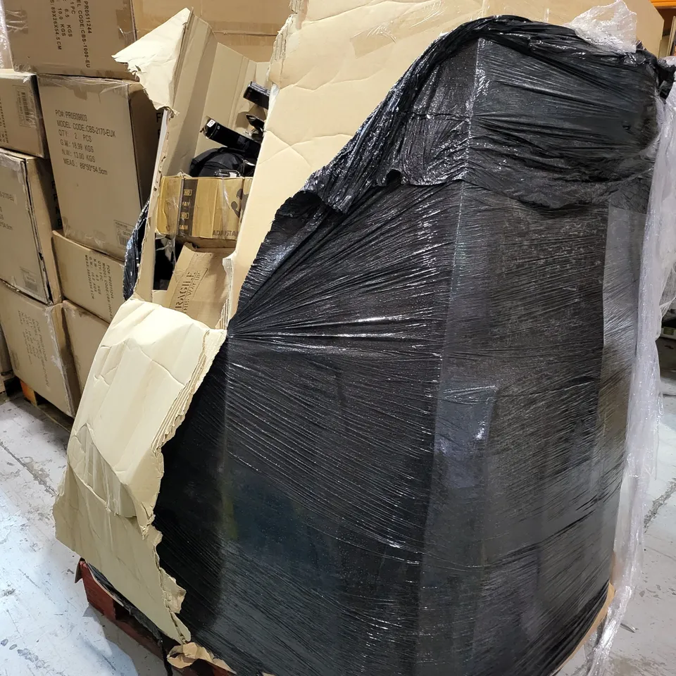 PALLET OF A SIGNIFICANT QUANTITY OF ASSORTED ITEMS TO INCLUDE BOSCH AEROTWIN WINDSCREEN WIPERS, PALM FOLDERABLE AIRER ANHER STAND, TWIN RAISED AIR BED 20KG ADJUSTABLE DUMBBELL, ETC