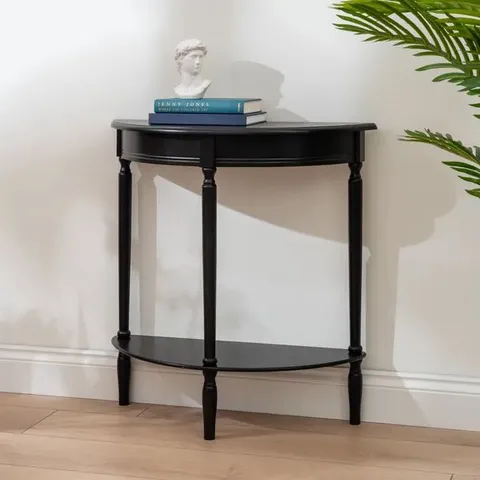 BOXED KELNA HALF MOON CONSOLE TABLE - BLACK (1 BOX)