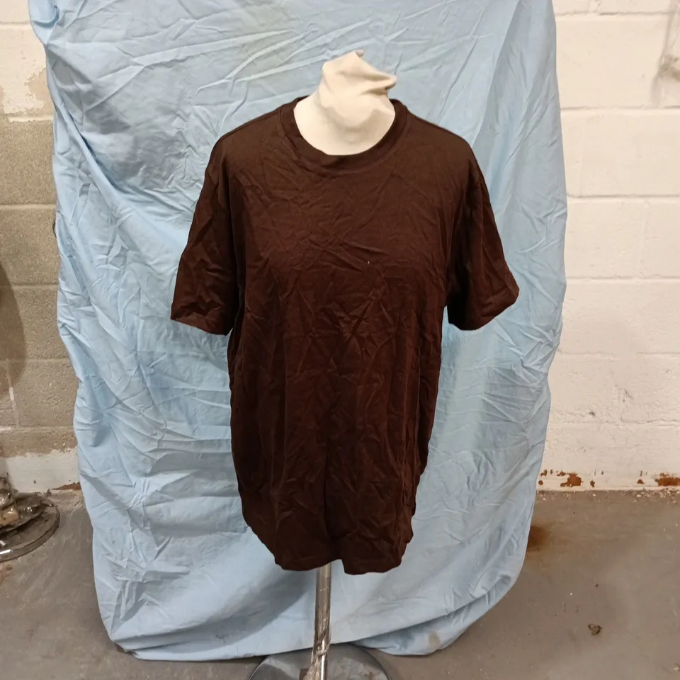 BERSHKA BROWN T‑SHIRT, MEN'S, MEDIUM