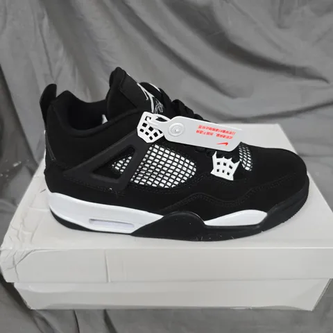 AIR JORDAN 4 RETRO SNEAKERS - BLACK/WHITE - MEN'S UK 6