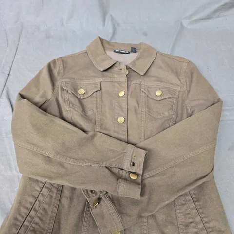 NINA LEONARD OLIVE BUTTON JACKET - S